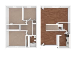 two floor plans of a house with a wooden wall