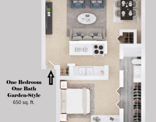 1-bedroom floor plan.