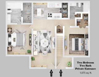 2-bedroom floor plan.