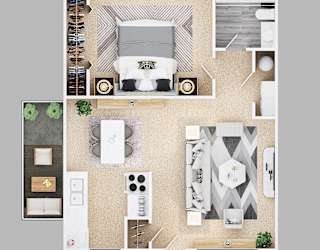 1-bedroom floor plan.