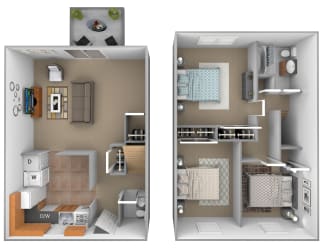 3 bedroom 1.5  bathroom Deertree floor plan at Seven Oaks Townhomes in Edgewood, MD