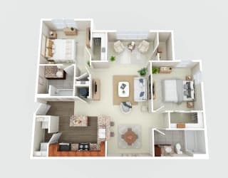 a 3d drawing of a floor plan of a house