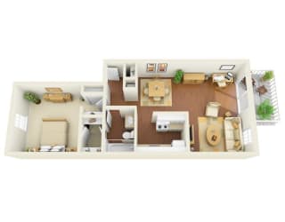 A1 1 Bed 1 Bath, 975 Square-Foot Floor Plan at Legacy, Tampa, FL