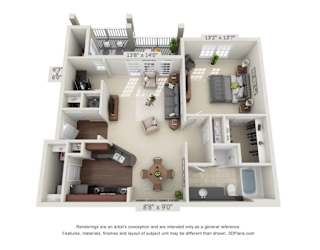 greystone falls one bedroom with deck floor plan