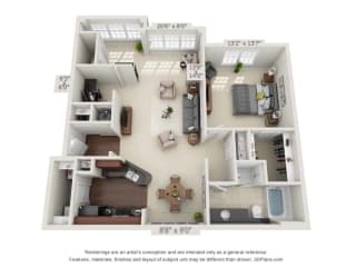 greystone falls one bedroom with sunroom floor plan
