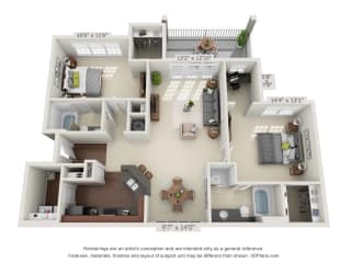 greystone falls two bedroom with deck floor plan