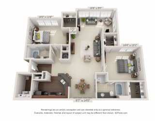 greystone falls two bedroom with sunroom floor plan