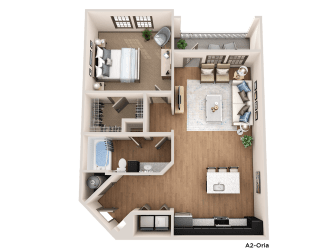 a floor plan of a house with a bedroom and a living room