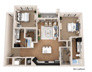a 3d rendering of a floor plan of a house
