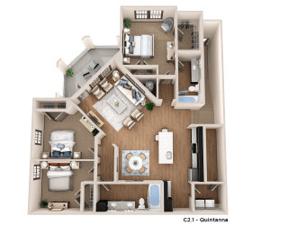 a 3d floor plan of a house