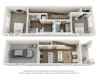Two bedroom rental home with attached garage in Port Wentworth, GA at Allier Port Wentworth