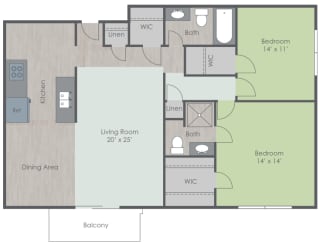 Floor Plan 2 Bed 2 Bath