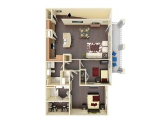1066 Square-Foot Oleander Floor Plan at Residence at Midland, Midland, Texas