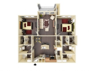 1157 Square-Foot Sumac Floor Plan at Residence at Midland, Midland, 79706