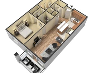 1 bedroom 3D floor plan