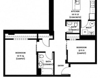 304 Floor Plan at Market Square Place, Pittsburgh, PA