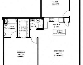 318 Floor Plan at Market Square Place, Pennsylvania, 15222