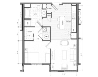 1Bedroom A Floor Plan| Merc