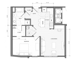 1Bedroom A Floor Plan| Merc