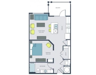Studio 1 bath Adger Floor Plan |Wharf 7