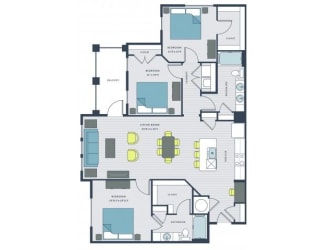 3 bed 2 bath Beresford Floor Plan |Wharf 7