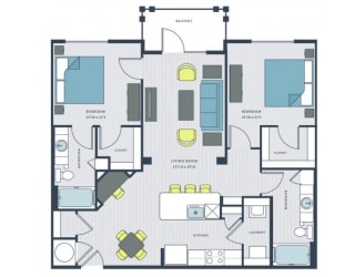2 bed 2 bath Marshall Floor Plan |Wharf 7