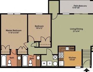 Floor Plan Style B 2 Bedroom