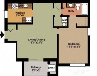 Floor Plan Style A 1 Bedroom