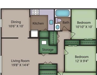Oak Floor Plan at Ridgewood Club Apartments, Virginia, 23452