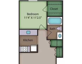 Pine Floor Plan at Ridgewood Club Apartments, Virginia Beach, 23452