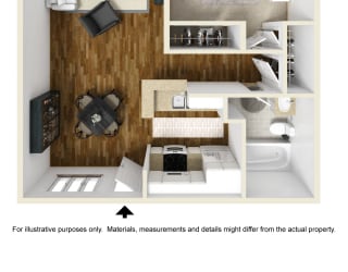 1BR 1BA - Plan B at Toluca Lofts, California