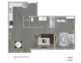 Floor Plan 1 Bedroom Apartment