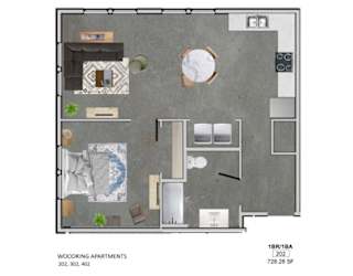 Floor Plan 1 Bedroom Apartment