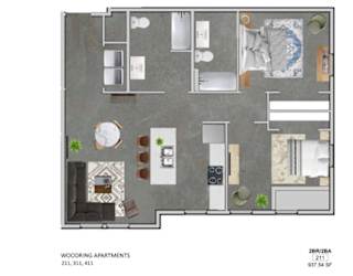 Floor Plan 2 Bedroom Apartment