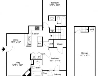 Floor Plan B4 (2D) at La Costa Apartments in Plano, Texas, TX