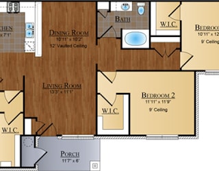 Cypress Floor Plan at The Villas at Nature Walk, Huntsville, 35824