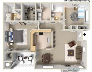 PLAN C 2 bedroom 2 bathroom Floor planat Milan Apartment Townhomes, Las Vegas, 89183
