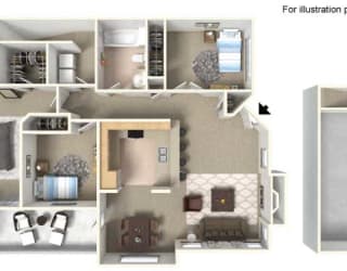 PLAN D + 1 Car Garage at Milan Apartment Townhomes, Las Vegas