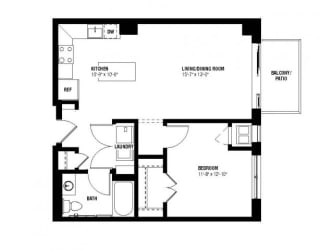 Echo Floor Plan (1 beds, 1 baths, 718 sq.ft, rent $1,615/month)
