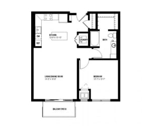 Flip Floor Plan (1 beds, 1 baths, 739 sq.ft, rent $1,555-$1,665/month)