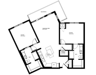 Opulent Floor Plan (2 beds, 2 baths, 1125-1180 sq.ft, rent $2,260-$2,370/month)