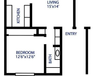 a floor plan of a small house with a kitchen and a living room