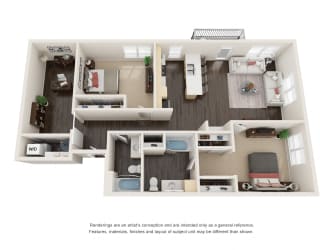 Floor Plan Two Bedroom Two Bath W/Den