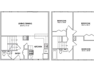 Floor Plan Three Bedroom-Townhouse
