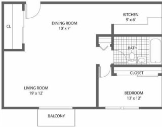 Floor Plan 1 Bedroom - Large