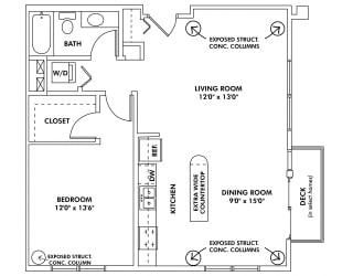 Floor Plan X - 1 Bedroom Apartment