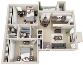 Floor Plan 2 BEDROOM 2 BATH 840 SQ. FT.