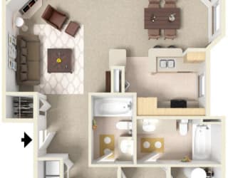Tate (Traditional) Floorplan at Abbey Rowe Apartments in Olympia, Washington, WA