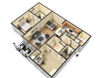 B1 (Corporate/Furnished) Floor Plan at Island Park Apartments in Shreveport, Louisiana, LA