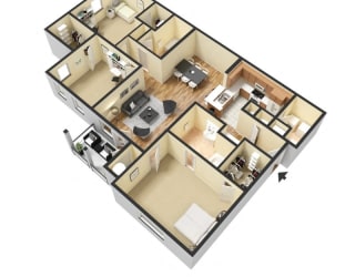C1 (Corporate) Floor Plan at Island Park Apartments in Shreveport, Louisiana, LA